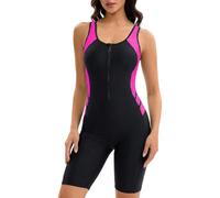 Maillot de bain sportif avec fermeture éclair sur le devant, boyleg avec cuissard de cyclisme, maillot de bain une pièce, confortable, conservateur, push-up, maillot de bain sportif
