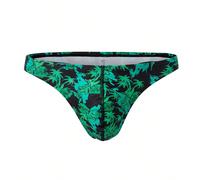 Maillot de bain string imprimé tropical pour hommes, pour la plage et les complexes hôteliers, vacances L,M,S,XL,XXLPlantes,Tout ImpriméTissu du maillot de bain