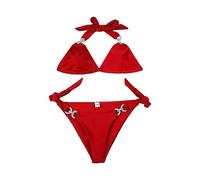 Maillot De Bain Taille Haute 2 PièCes Grande Nouveau Sexy Couleur Unie Embedding Bikini Split Maillots De Bain Multi Couleur Maillot Taille Haute Bikini Femme 2 Pieces (Red, XL)