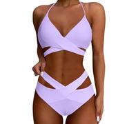 Maillot De Bain Taille Haute Femme Ensembles Maillots Deux Pièces Grande Haut Sexy Bronzant Bikini Ronde Robe Noir Bandeau Chic Et Elegant 2 Bikinis Triangle String Tanga