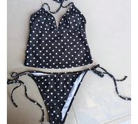 Maillot de bain tankini bleu clair sans bretelles, effet texturé amincissant pour le ventre, ensemble bikini minimaliste avec liens latéraux pour sources thermales et vacances en station L,M,S,XLGéomé