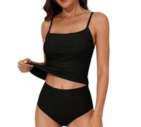 Maillot de bain tankini deux pièces pour femme - Contrôle du ventre - Bretelles spaghetti - Haut avec bas - Maillot de bain tankini deux pièces pour femme, Q, M
