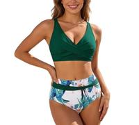 Maillot De Bain Tankini Femme Ronde Piece Tankini Allaitement Asymétrique Balconnet 90f Couvert 105d Debardeur en Émeraude Mariée Hipster Lagon Obese Aquaforme Moins Bas Miss