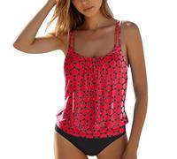 Maillot de bain tankini pour femme en grandes tailles - Maillot de bain de plage, 2 pièces, débardeurs, maillots de bain ce qui est réel, rouge, XL
