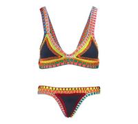 Maillot de Bain Triangle Maillot De Bain Femme 2 Pieces Couleur Vive Patchwork Fait Main Crochet pour La Plage Maillot de Bain Deux Pièces Haut Et Bas De Bikini Taille Basse Maillot De Bain String