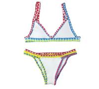 Maillot de Bain Triangle Maillot De Bain Femme 2 Pieces Couleur Vive Patchwork Fait Main Crochet pour La Plage Maillot de Bain Deux Pièces Haut Et Bas De Bikini Taille Basse Maillot De Bain String