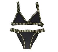 Maillot de Bain Triangle Maillot De Bain Femme 2 Pieces Couleur Vive Patchwork Fait Main Crochet pour La Plage Maillot de Bain Deux Pièces Haut Et Bas De Bikini Taille Basse Maillot De Bain String