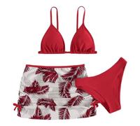 Maillot de Bain Trois pièces pour Filles, composé d'un Haut en résille et d'un Bas de Bikini, idéal pour Les Enfants Plus âgés. (Red, 6-7 Years)
