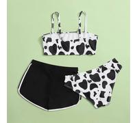 Maillot De Bain Trois Pièces Pour Jeunes Filles De 8 À 14 Ans, Imprimé Floral, Croisé Dans Le Dos, Nouvelle Collection Été 2021