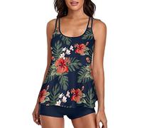 Maillot de bain Tummy Two Top Control avec short pour femme - Maillot de bain - Tankinis - Débardeur de gymnastique, Marine, S
