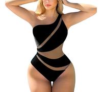 Maillot de Bain Une pièce à col en V pour Femme Monokini à Lacets à Volants