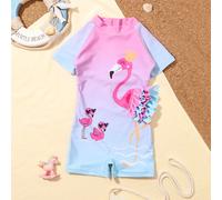 Maillot De Bain Une Pièce À Volants Et Imprimé Flamant Rose Pour Jeune Fille 90,100,110,120Cartoon,Portrait,Plantes,FlamantÉtoffe