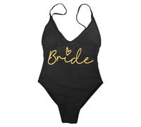 Maillot de bain une pièce avec lettres imprimées pour enterrement de vie de jeune fille, maillot de bain pour femme, maillot de bain pour femme, plage, vacances, essentiels, Noir , S