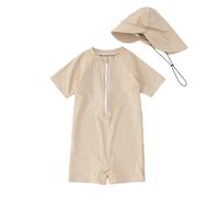 Maillot de Bain Une pièce bébé garçon avec Chapeau de Soleil, Protection UV Efficace, Modèle Confortable pour la baignade et la Plage