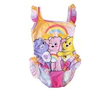 Maillot de Bain Une pièce Bisounours pour Filles - Bleu - Idéal pour la Plage, la Piscine et la Natation. Séchage Rapide. Bretelles réglables et Doublure intérieure. 4 Ans.