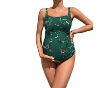 Maillot de bain une pièce de maternité floral - Maillot de bain de maternité dos nu élégant et vintage - Bikini une pièce sans manches pour femme, idéal pour l'été, la plage, les vacances et la