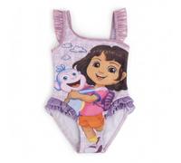 Maillot de Bain Une pièce Dora la Exploradora pour Filles - Maillot de Bain Bisounours pour la Plage, la Piscine et la Natation. Séchage Rapide. Bretelles réglables.