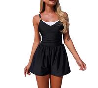 Maillot de Bain Une pièce féminin élégant et Sportif Design Sobre avec Une Couverture intégrale et des Lignes épurées (Black, M)