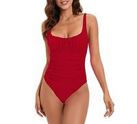 Maillot de Bain Une Pièce Femme Bretelles Fines Col Carré Volants Gainants et Minceur Design Élégant et Confortable pour Piscine Plage ou Vacances