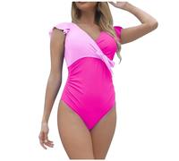 Maillot de Bain Une pièce Femme élégant à Manches pétales et nouage Frontal pour la Plage et la Piscine (XXL)