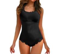 Maillot de Bain Une Pièce Femme en Tissu Côtelé Éventail Col Carré Style Rétro et Épuré Couleur Unie Modèle Confortable et Élégant pour Vacances à la Plage Piscine ou Loisirs d Été