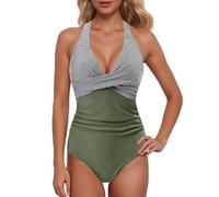 Maillot De Bain Une Piece Femme Le Contrôle du Ventre Push Up Maillot De Bain Femme 1 Pieces Amincissante Slim Elégant Vintage Ruché Effet Halter Rembourré Sexy Monokinis 1 Pieces Sexy