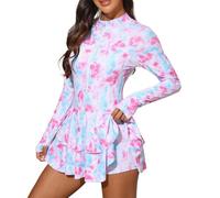 Maillot De Bain Une Piece Femme,Maillot De Bain Une PièCe Couvrant à Manches Longues avec Fermeture éClair IdéAl pour Le Surf Et La Natation Sportive