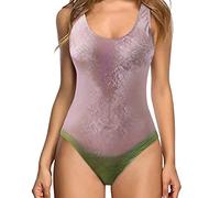 Maillot De Bain Une Pièce Femme Moulant Ajusté Élastique pour Toute Silhouette Vintage Dos Nu Swimwear De Plage Beachwear Été Tropical Destination Exotique