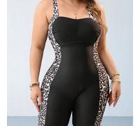 Maillot de bain une pièce grande taille Lushore 2026, imprimé léopard, fronces latérales, bretelles épaisses ajustables, coupe amincissante, collection été plage. 0XL,1XL,2XL,3XL,4XLImprimés aléatoire