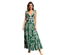 Maillot de Bain Une pièce imprimé Floral Jupe intégrée Style Plage Parfait pour Piscine Plage extérieur Tenue Deux pièces Polyvalente Saison Printemps été Lavage Machine Main (Dark Green, S)
