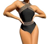 Maillot de Bain Une Piece Maillot de Bain Gainant Women Swimwear Front Over Swimsuits Hollow Bathing Suits Monokinis Shorty Menstruel Maillots Shorty (Black,S)