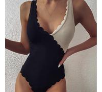 Maillot De Bain Une Pièce Pour Femmes, Extensible, Décolleté En V Profond, Dos Nu, Gilet, Monokini, Vêtements À Volants, Ventre