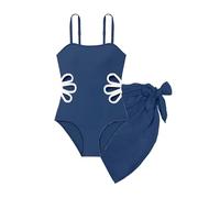 Maillot de Bain Une pièce pour Fille avec Jupe Cache-Maillot de Bain à Bretelles réglables