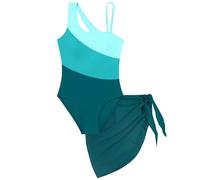 Maillot de Bain Une pièce pour Fille, Couleur, découpe, Une épaule, avec Cache-Maillot en résille.35
