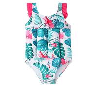 Maillot De Bain Une Pièce pour Filles Flottant Imprimé Floral Doux Au Touche Combinaison De Natation en Tissu Souple Confortable Séchage Rapide Costume pour Apprendre À Nager Vêtement