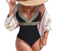 Maillot de Bain Une pièce Suspendu Cou pour Femmes, avec Une Coupe ajustée et Un Corps Amincissant, Dos Ouvert Secret de loly (Black, M)