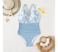 Maillot de bain une pièce tie dye à ruché croisé Attention : en raison du processus de teinture particulier, chaque vêtement est unique0XL,1XL,2XL,3XL,4XLTie dyeÉtoffe