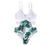 Maillot de Bain Ventre Plat 1 Piece Femme Sexy Maillot de Bain Bikini Une Pièce Femme Sexy Concise Summer Swimwears Tankinis Set Robe Grande Taille Maillots (White,XL)