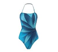 Maillot de Bain Ventre Plat 1 Piece Haut Debardeur Maillot de Bain rétro à la pour Femmes, col Licou, avec Jupe Portefeuille, Ensemble Deux pièces Robe Femme Maillots (Dark Blue, L)