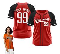 Maillot de Baseball Personnalisé Imprimé Nom Numéro Chemises de Baseball Chemise à Boutons pour Hommes/Femmes/Jeunes S~7XL (FR/ES, Alpha/Lettres, Taille Unique, 11)