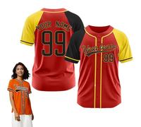 Maillot de Baseball Personnalisé Imprimé Nom Numéro Chemises de Baseball Chemise à Boutons pour Hommes/Femmes/Jeunes S~7XL (FR/ES, Alpha/Lettres, Taille Unique, 7)