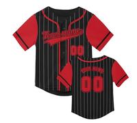 Maillot de baseball personnalisé pour enfants avec numéro de nom de l'équipe, manches courtes, coupe classique, haut léger à rayures fines pour entraînement sportif et tenue décontractée, 1-Rouge, 7-8