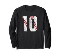 Maillot de Baseball Vintage # 10 avec Inscription « Mom » Manche Longue