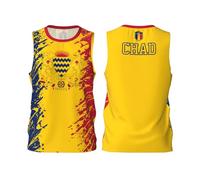 Maillot de basket-ball avec emblème du Tchad Up Sports - Impression complète 3D, Noir , XL
