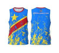Maillot de basket-ball avec motif drapeau de la République démocratique du Congo en 3D avec impression complète, Noir , XL