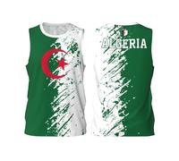 Maillot de basket-ball avec motif drapeau de l'Algérie - Maillot de l'équipe sportive - Impression complète 3D, Noir , XXL