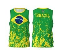 Maillot de basket-ball avec motif drapeau du Brésil - Impression complète 3D, Noir , L