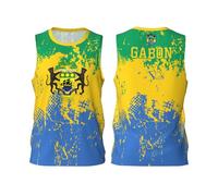 Maillot de basket-ball avec motif drapeau du Gabon - Impression 3D complète, Noir , M