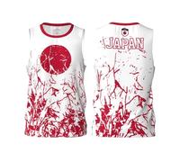 Maillot de basket-ball avec motif drapeau du Japon - Impression complète 3D, Noir , M