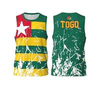 Maillot de basket-ball avec motif drapeau du Togo Team Up Sports 3D Impression complète, Noir , XXL